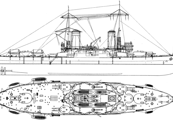 Боевой корабль Россия - Andrei Pervozvanny 1916 [Battleship] - чертежи, габариты, рисунки